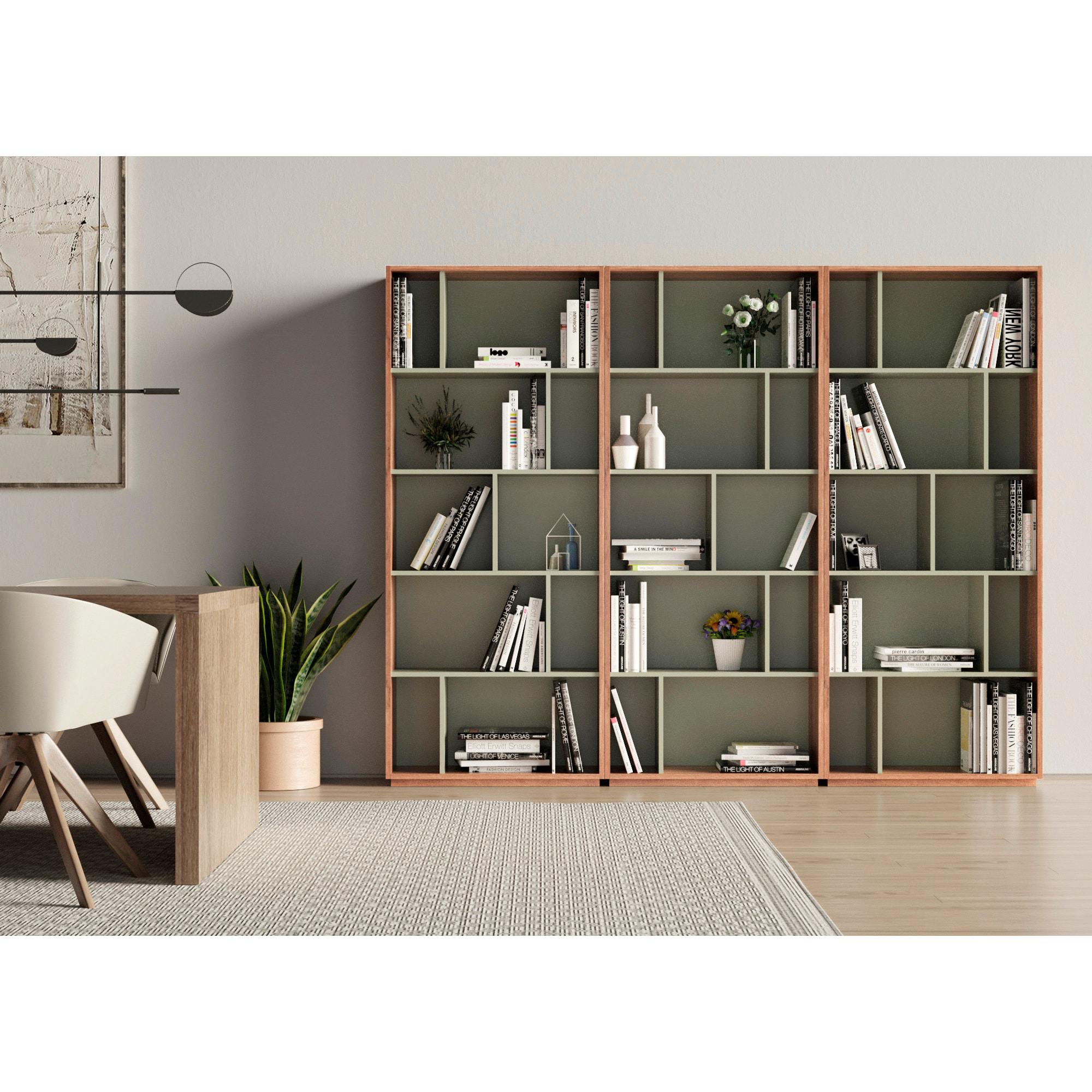 Estantería librería Nack melamina nogal-verde 191x80x32 cm