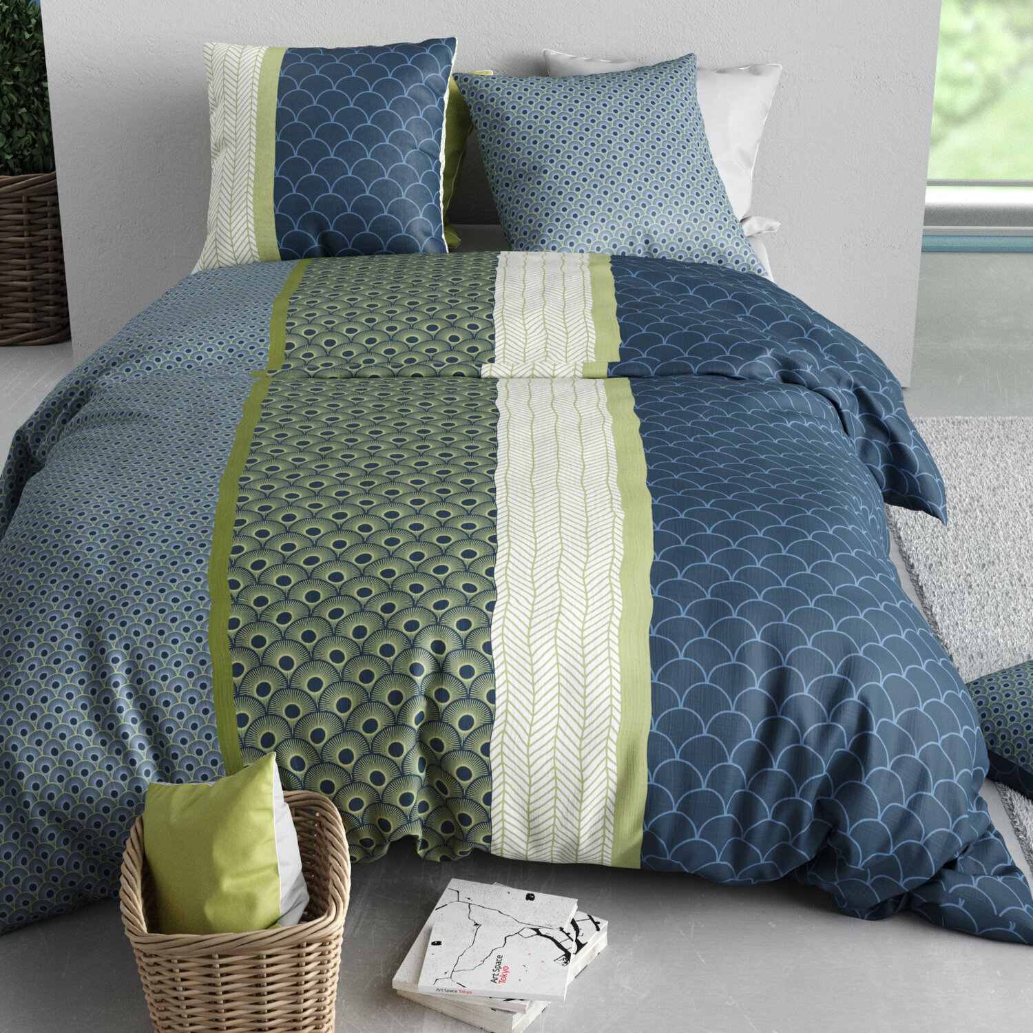 Parure housse de couette imprimée + 2 taies - polo
