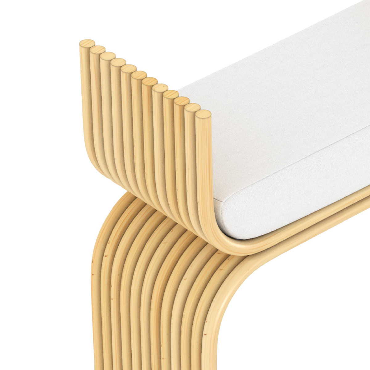 Tabouret en rotin et coussin blanc - Réane