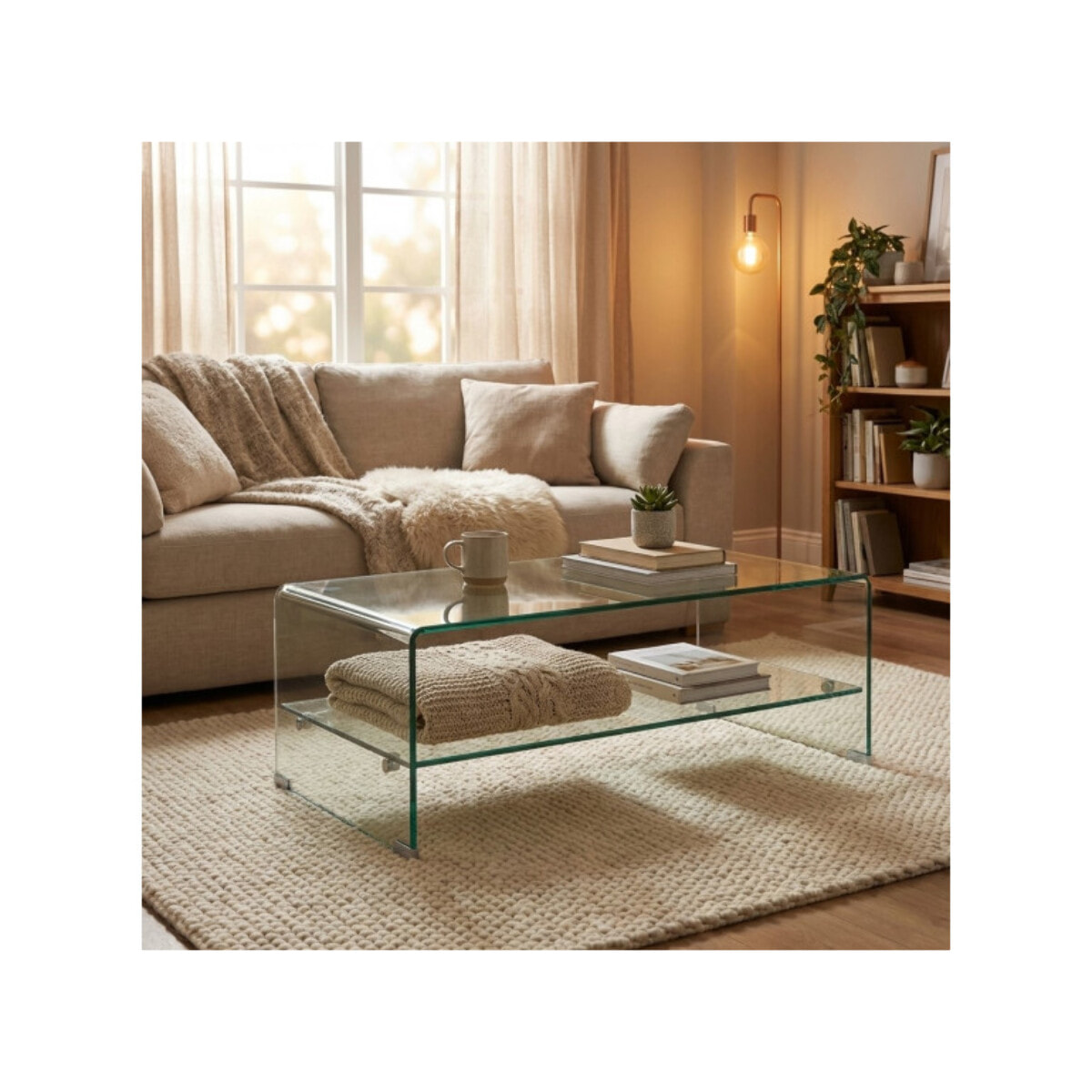 Table basse rectangulaire en verre trempé - BENT