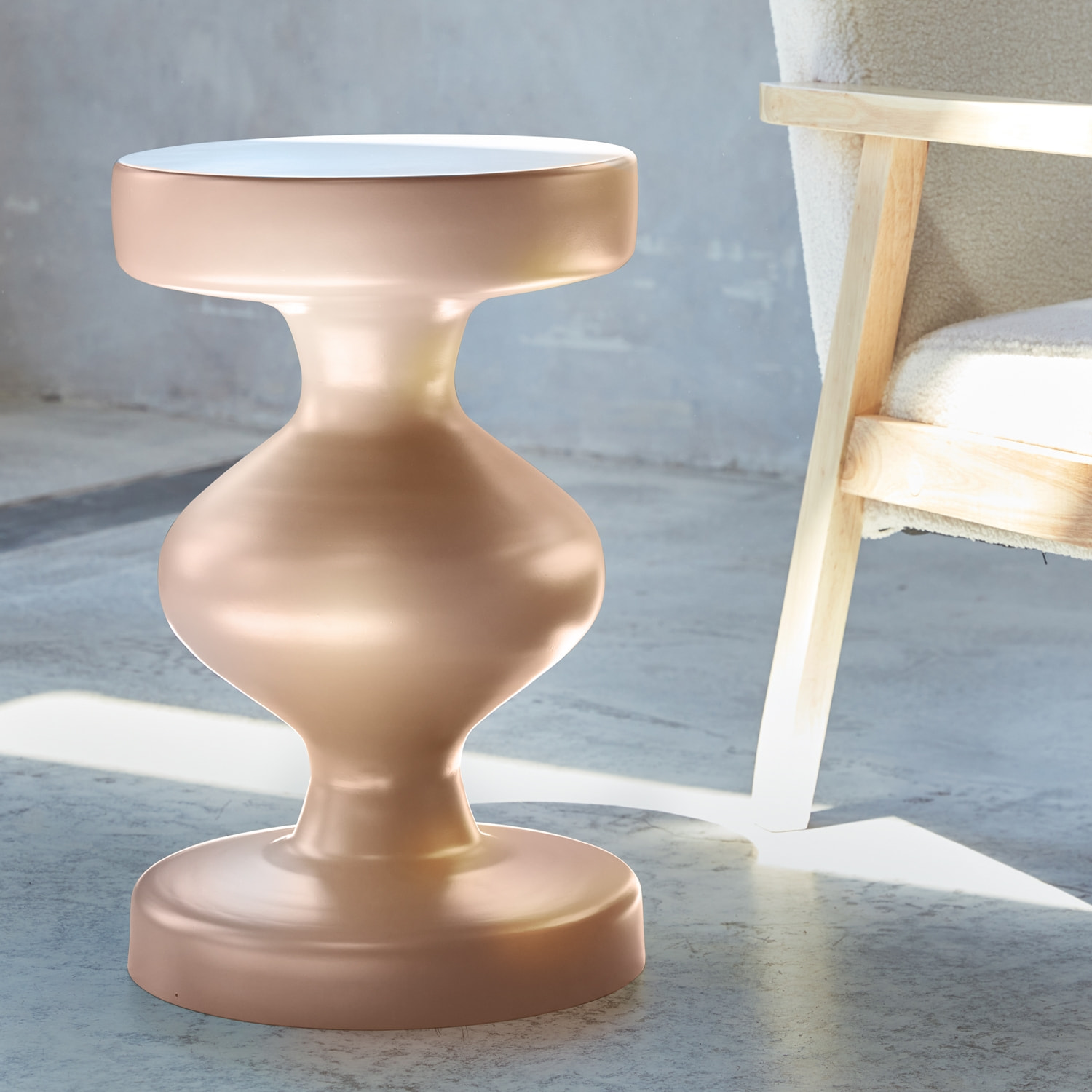 Table d'appoint, bout de canapé, table de chevet métal Ø29,5 x H48,5cm HAWA