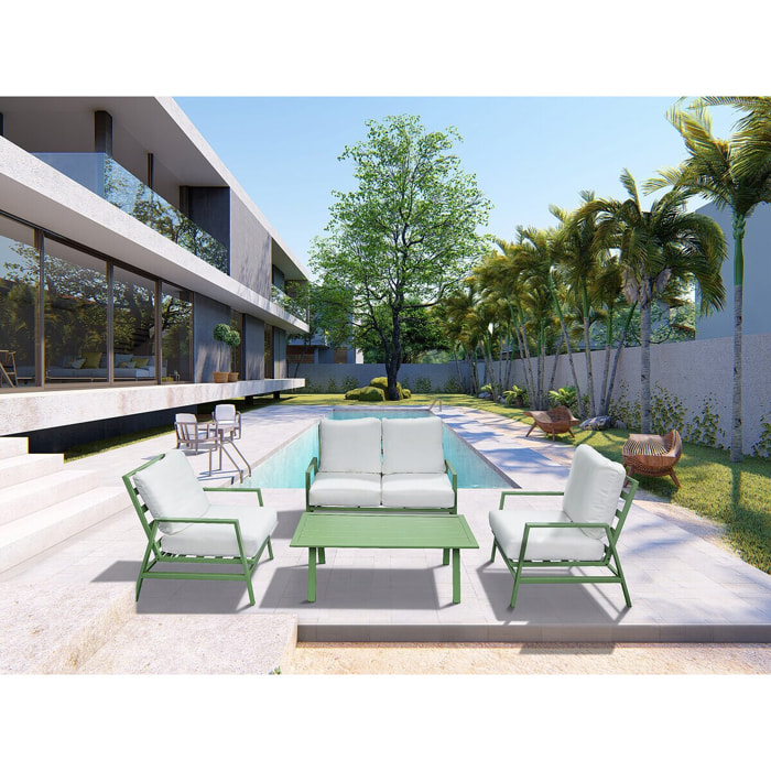 Salon de jardin en métal "Queens" - 4 places - Vert