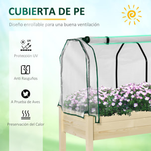 Huerto Urbano Cultivo Elevado de Madera 121x55x117 cm con Cubierta de Protección