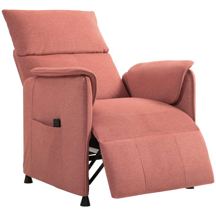 Sillón Relax Reclinable Eléctrico Sillón Reclinable Silencioso con Función Memoria Reposapiés Mando a Distancia Bolsillos Laterales Tela Apto para Mascotas para Dormitorio Salón Naranja