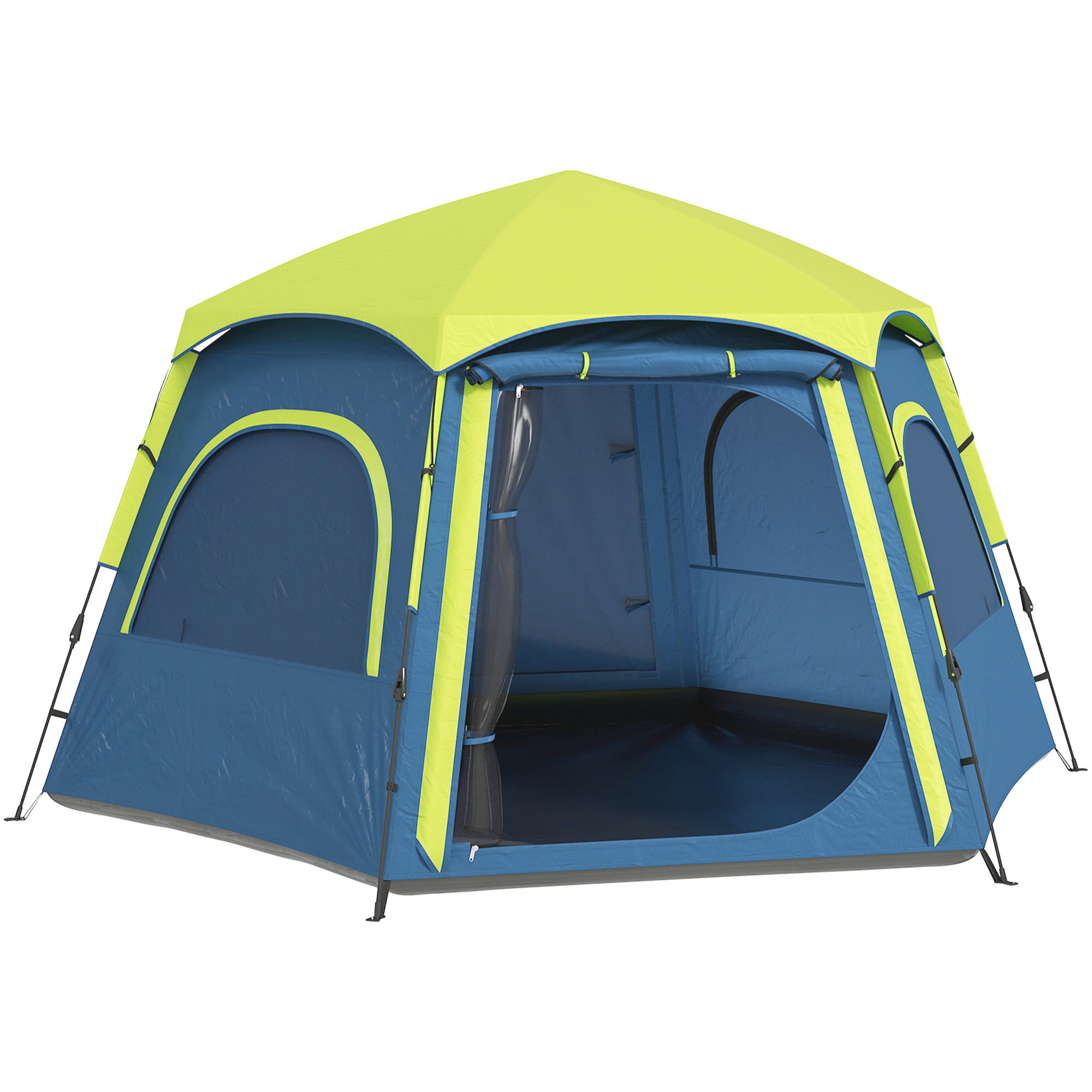 Tienda de Campaña para 2-4 Personas Tienda de Camping Plegable con Fácil Instalación Ventanas de Malla Gancho y Bolsa de Transporte Protección UV Impermeable para Senderismo Azul y Verde