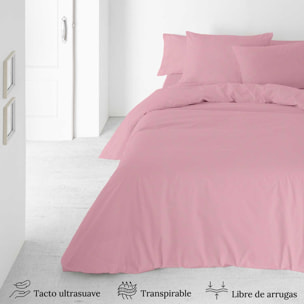 Icehome - Funda Nórdica Lisa - 100% Microfibra - Incluye 1/2 Fundas de Almohada - Rosa Viejo