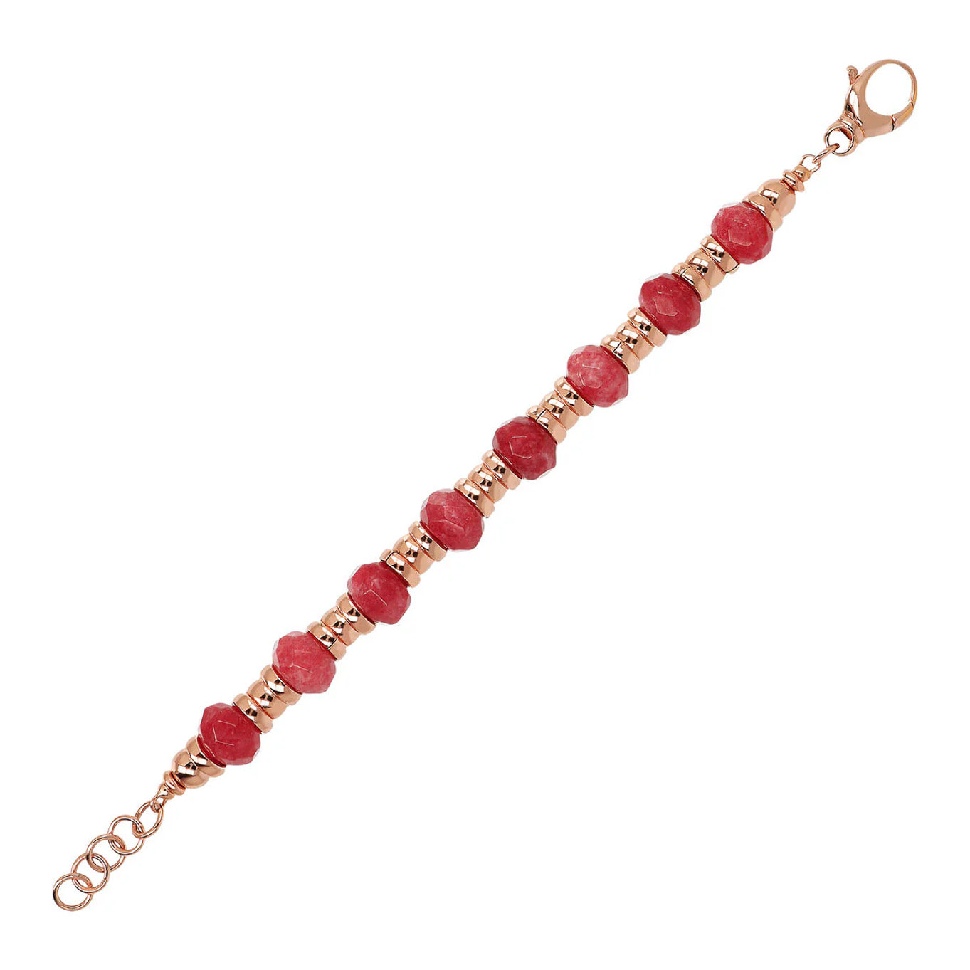 Bracciale con Rondelle Golden Rosé e in Pietra Naturale Sfaccettata Quarzite Blu