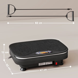 Plataforma Vibratoria, 99 Velocidades, 3 Programas, Plataforma Vibración Muscular con Altavoz Bluetooth, Pantalla LED, Luces, Mando a Distancia, Bandas Elásticas, para Hacer Ejercicio en Casa