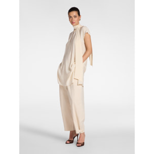 Elena Mirò - Pantalones barrel con cinturones en el bajo - Beige