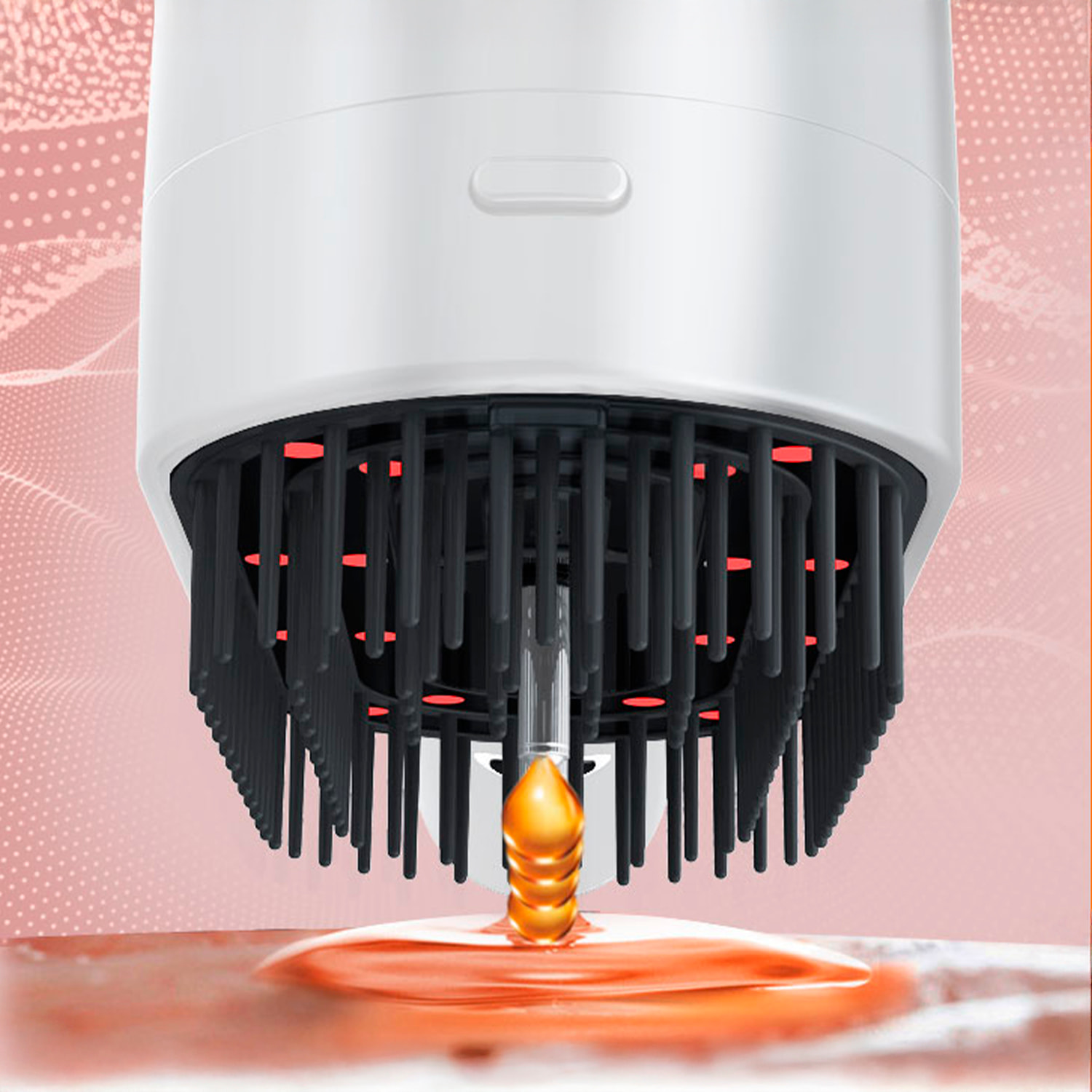 Pettine multifunzionale per capelli, con vibrazione e trattamento di luce.