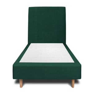 Lit avec tête de lit tapissée velours et sommier tapissier Ep20