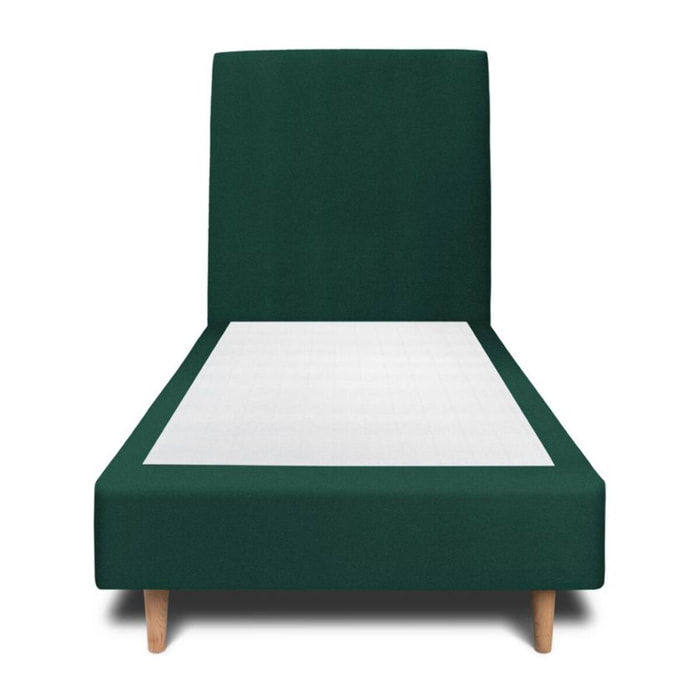 Lit avec tête de lit tapissée velours et sommier tapissier Ep20