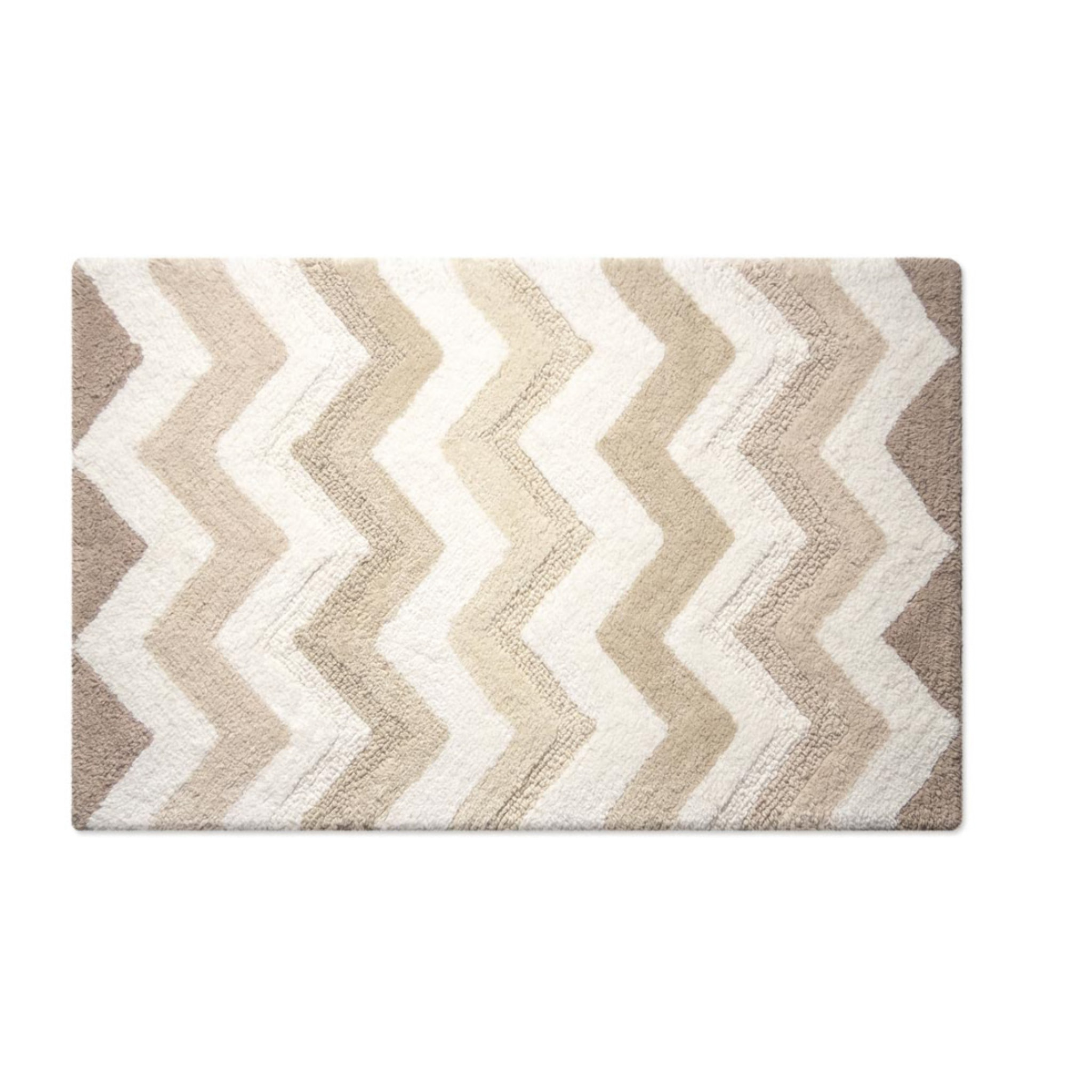 Tappeto Bagno Super Assorbente E Antiscivolo Fantasia Zig Zag Modello Corner Naturale