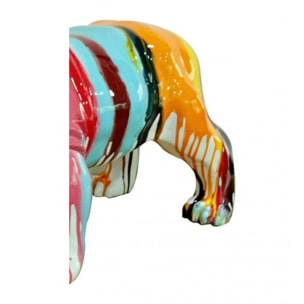 Statue chien bulldog multicolore H38cm - PILO