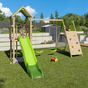 Aire de jeux bois 2,20 m OLYMPIA XPERIENCE vert - 9 enfants