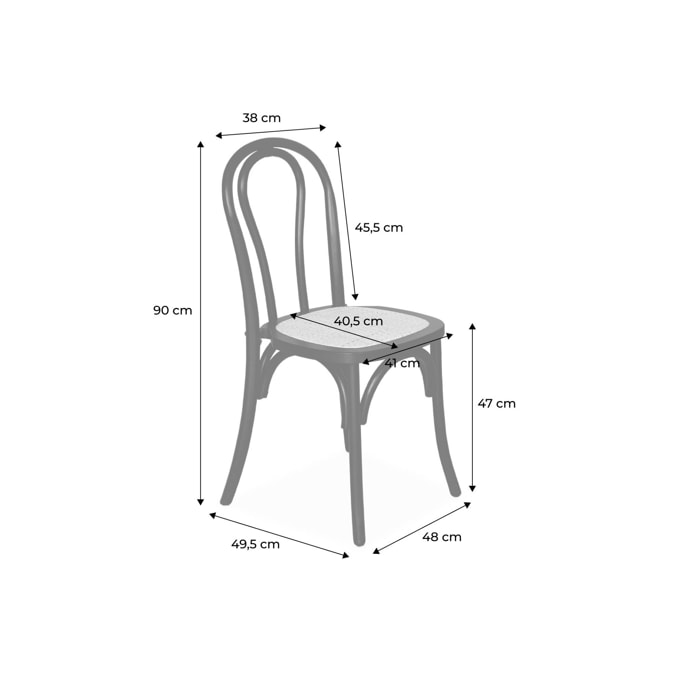 Chaise vintage bois et rotin (lot de 2) BASTILLE