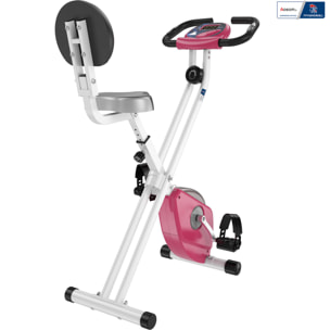 Vélo d'appartement pliable - collaboration Aosom.fr x FFHandball - 8 niv. résistance magnétique réglable - rose