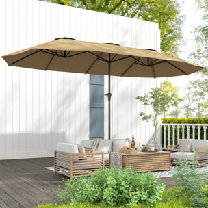 Sombrilla Doble 4x2,2 m Sombrilla Terraza Exterior con Manivela Manual Impermeable y Protección UV30+ Parasol Grande para Terraza Playa Piscina Café