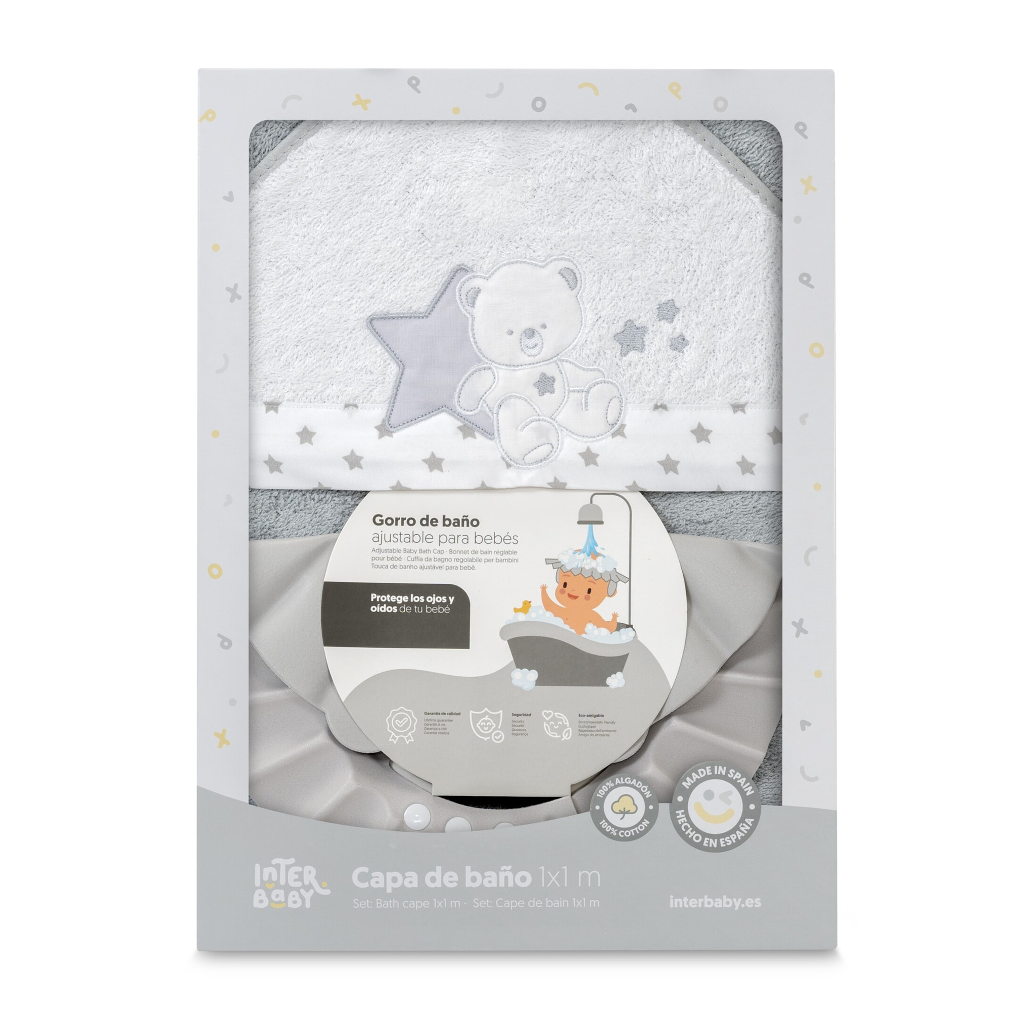 Capa Baño 1X1 Mod Osito Sentado Estrella+ Gorro Gris