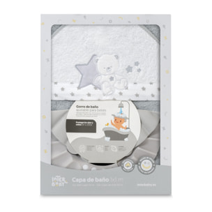 Capa Baño 1X1 Mod Osito Sentado Estrella+ Gorro Gris