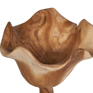 Sculpture fleur H. 30 cm en racines de teck bicolores avec socle – GINA