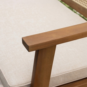 Salon de jardin 5 places en bois d’acacia et cannage HOA