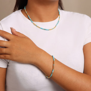 Collana Girocollo con Pietre Naturali Azzurre e Bead Lucide