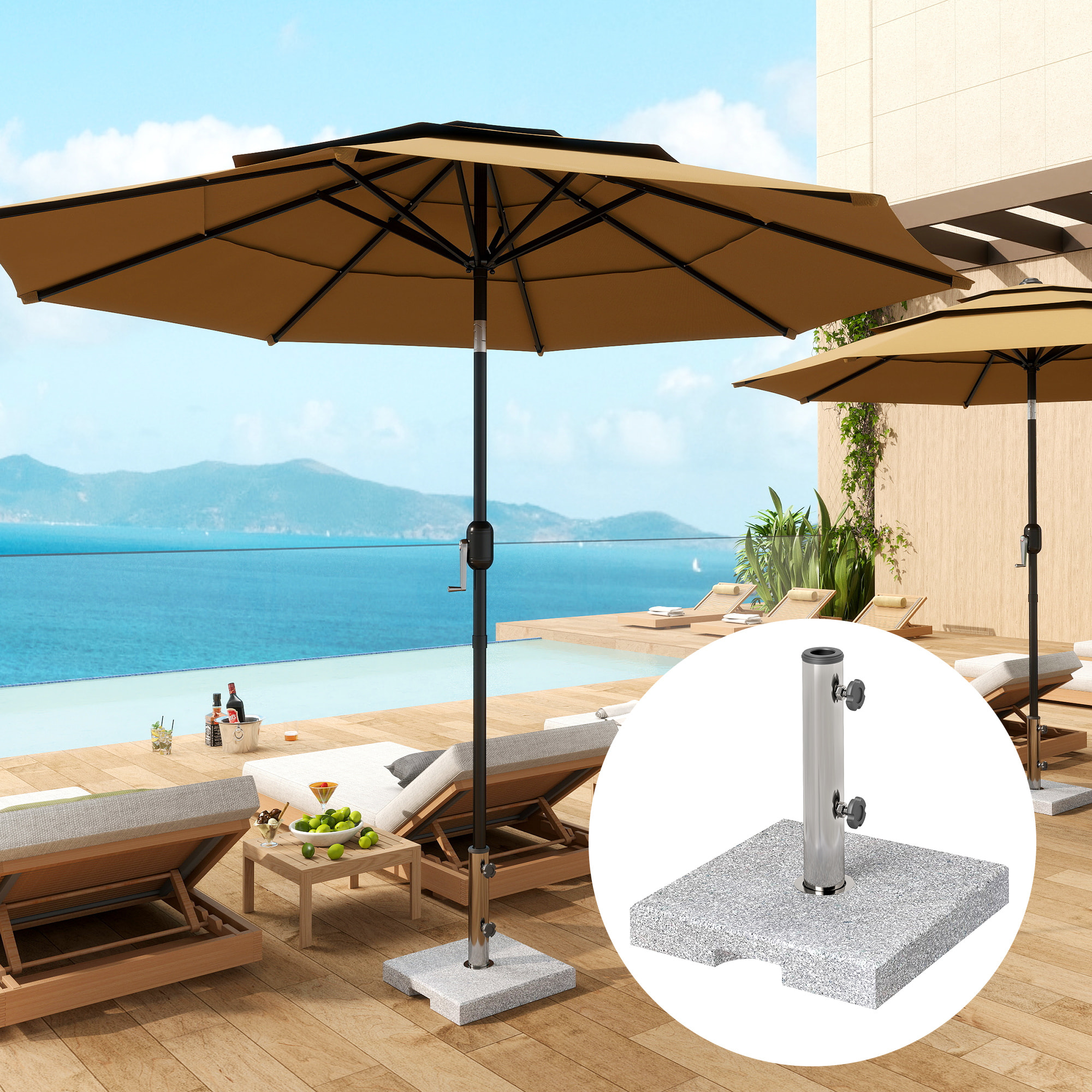 Pied de parasol granite 21 Kg compatible mât dia. 32-48 mm