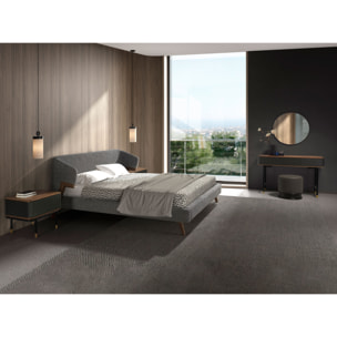 Consola Angel Cerdá rectangular en madera de MDF gris oscuro en mate y tapa de madera chapada en nogal 120x50x80cm