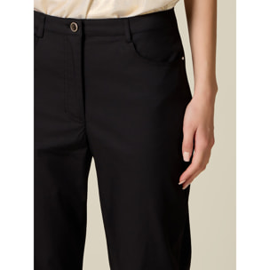 Oltre - Pantalones capri mezcla de algodón - Negro