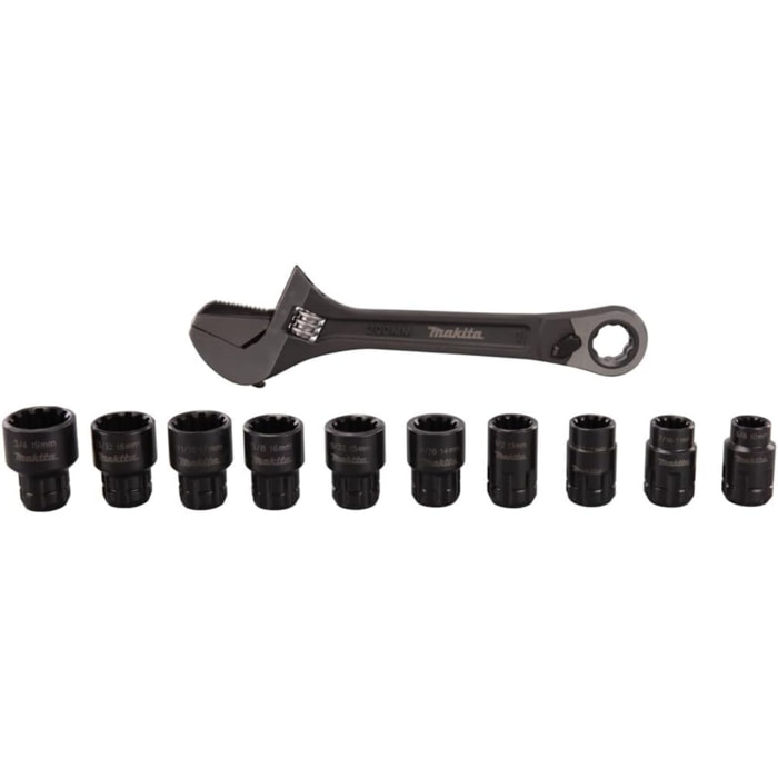 Clé à molette multifonction + 10 douilles - MAKITA - B-65458