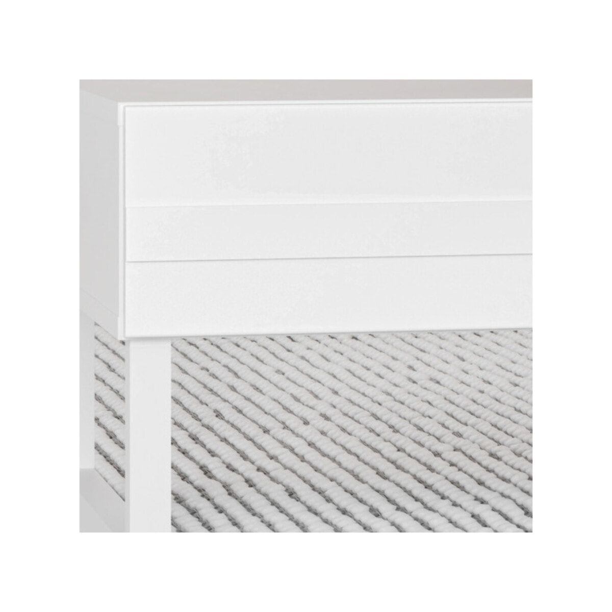 Table basse L110 cm 2 tiroirs texturés blanc mat pieds luge - BRITANIA