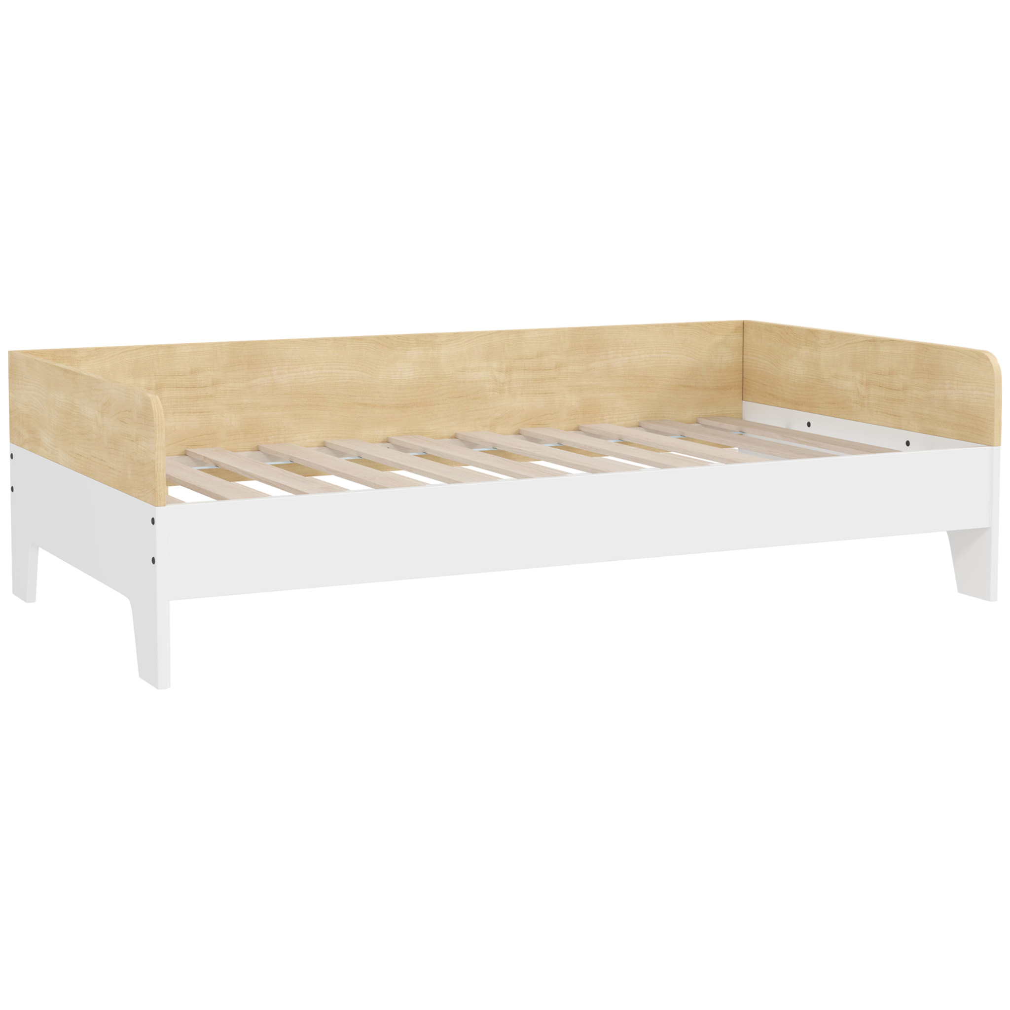 AIYAPLAY Cama para Niños de +3 Años 140x70 cm Cama Infantil de Madera Carga 80 kg para Dormitorio Blanco y Natural