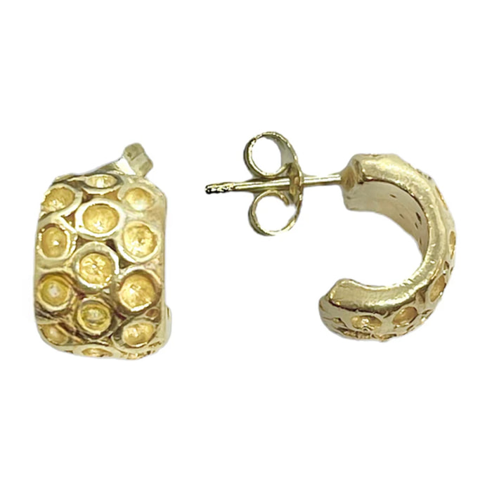 Pendiente Dots medio aro mini en dorado