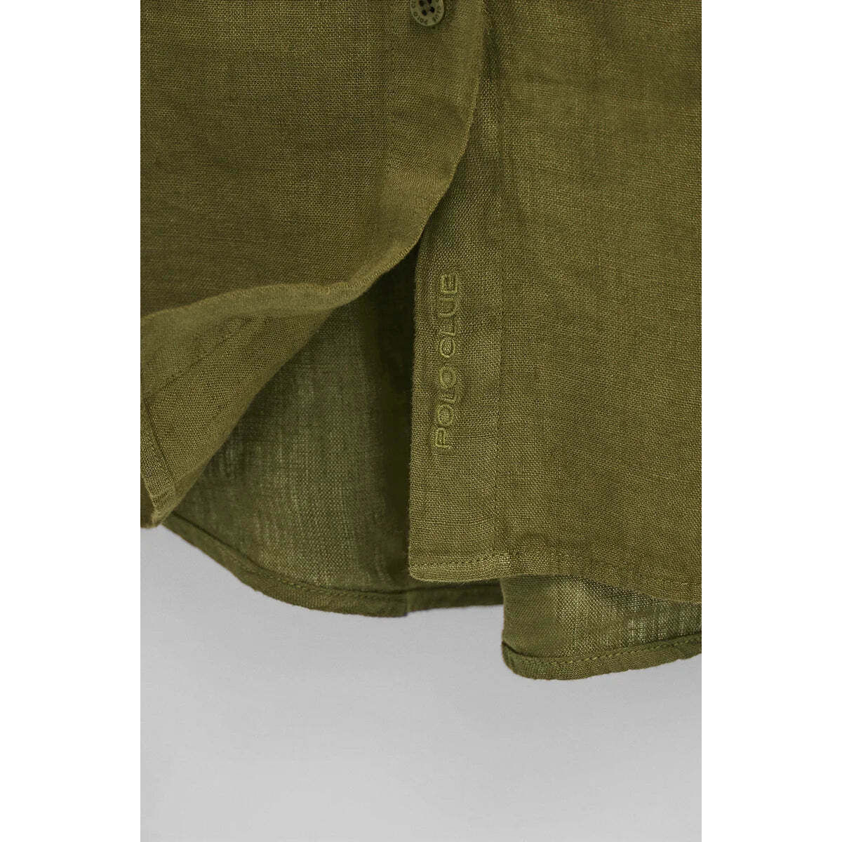 Camisa verde musgo de lino con corte relajado y bordado Polo Club