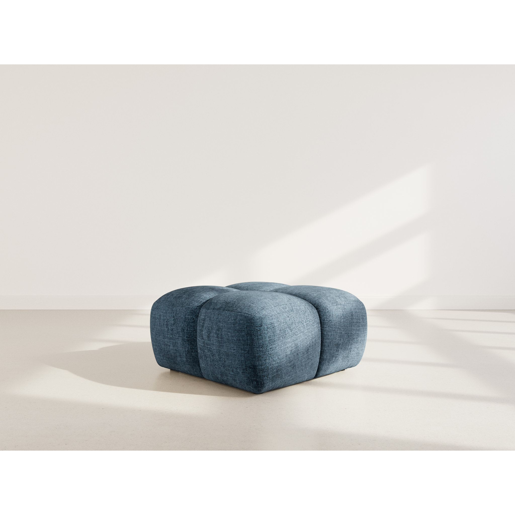 Grace - pouf en velours texturé - Bleu