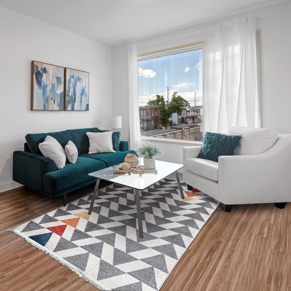 Tapis salon et chambre tissé motif scandinave PEFA