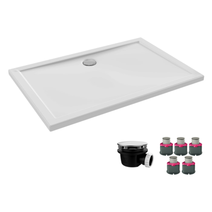 Receveur de douche 100 x 80 Gaspard rectangle céramique avec kit de réhausse et bonde