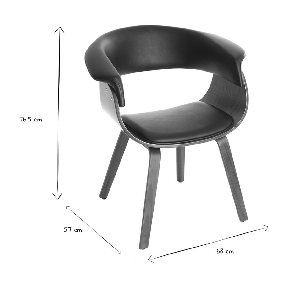 Chaise design noir et bois foncé noyer OKTAV