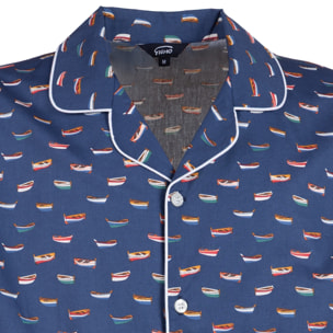 Pigiama leggero UOMO cotone barchette blu