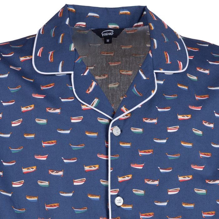 Pigiama leggero UOMO cotone barchette blu
