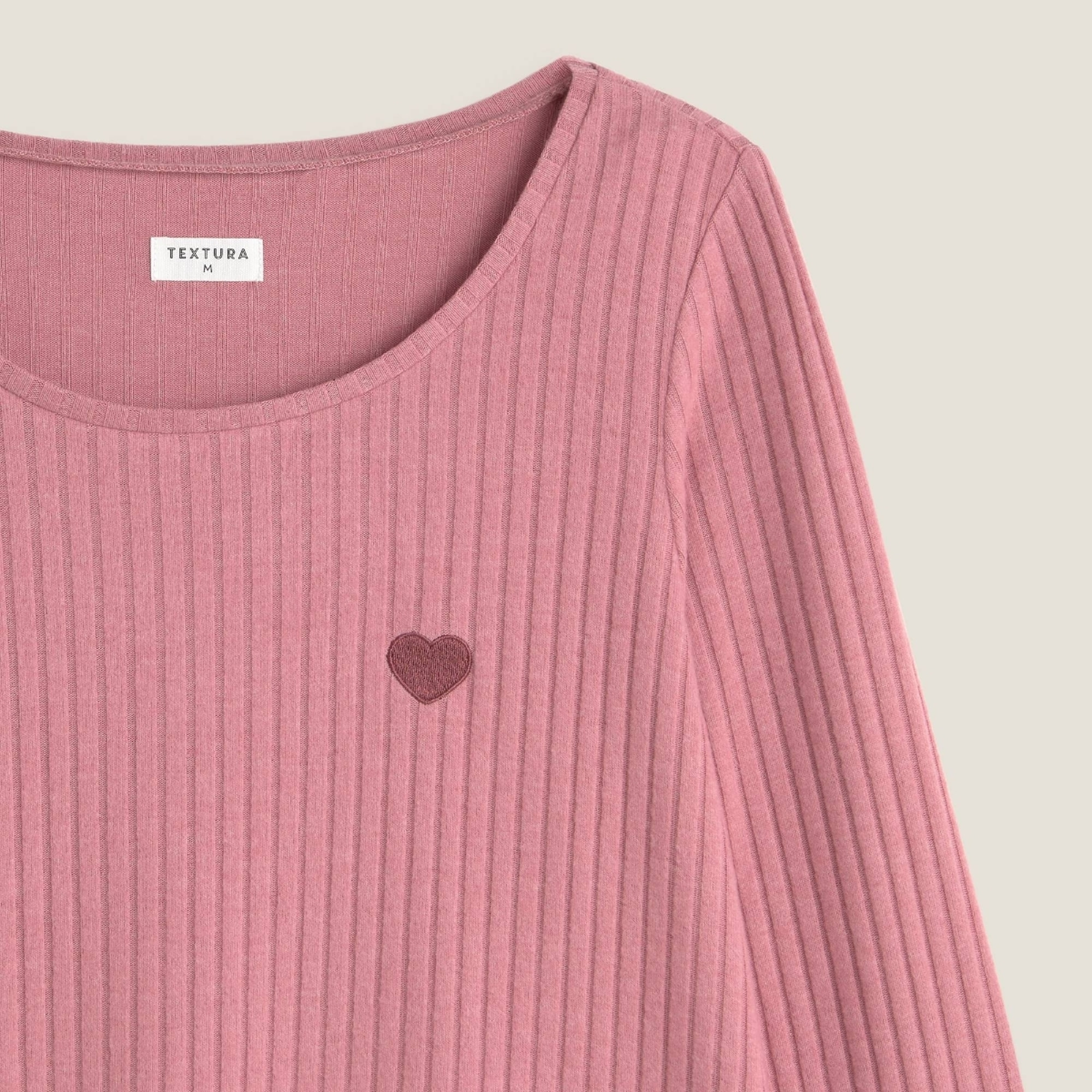 Camiseta de punto canalé Sisa color rosa Poliéster