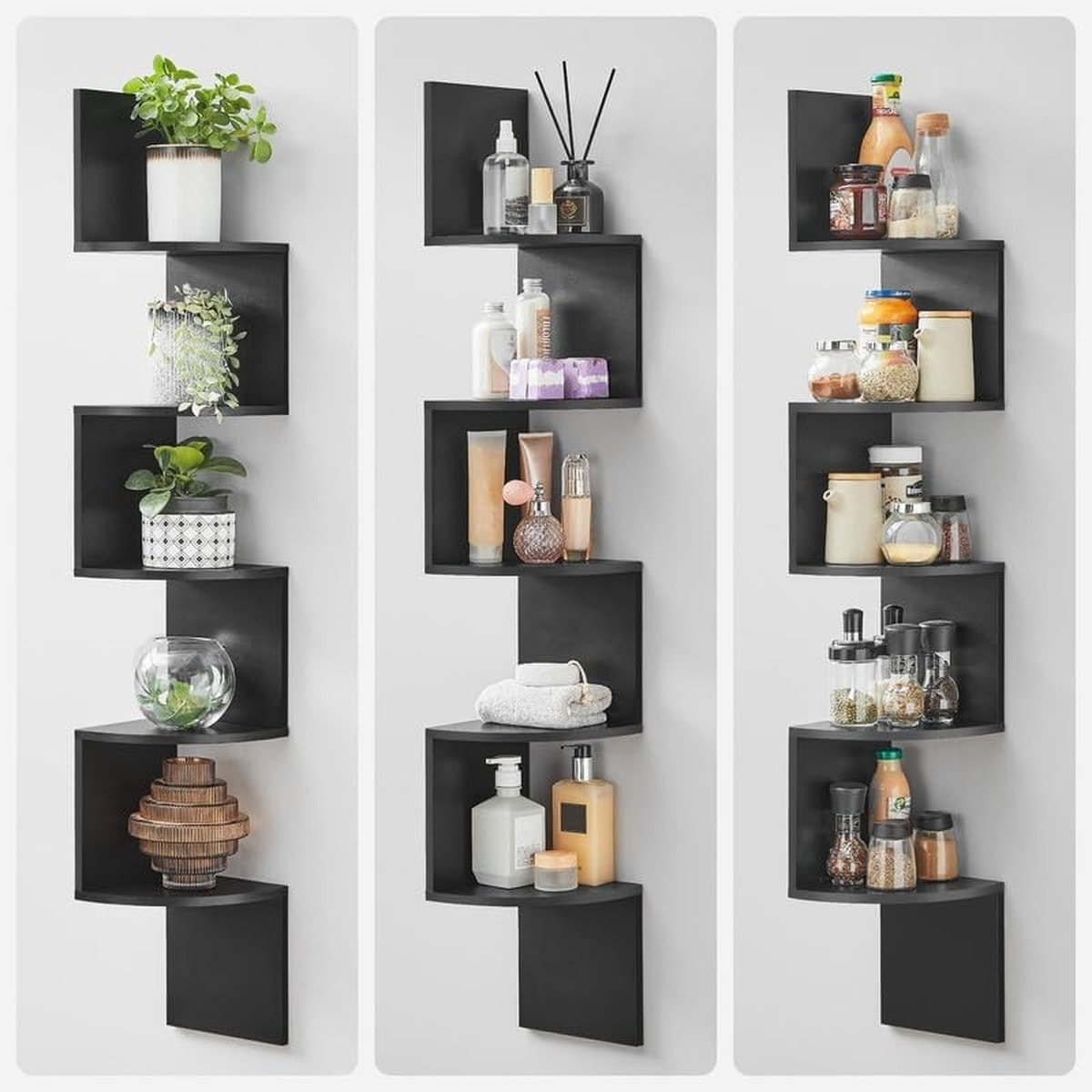 Scaffale Angolare Loft Nero a 5 Livelli