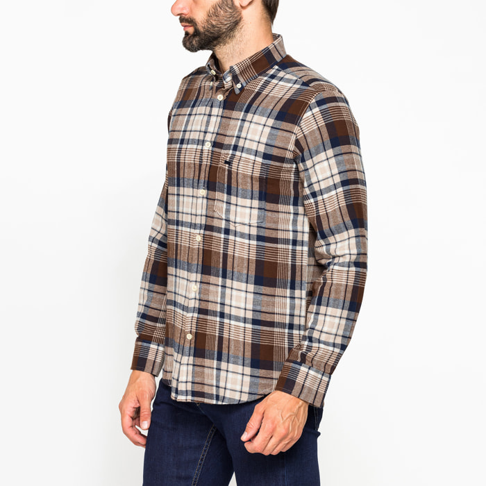 CAMICIA FANTASIA TINTO FILO IN FLANELLA LEGGERA