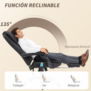 Silla de Oficina con 6 Puntos de Masaje Vibratorio, Silla de Escritorio Giratoria, Respaldo Reclinable 135Âº, Función Calefacción, Reposapiés Retráctil, Altura Ajustable, Control Remoto, Negro