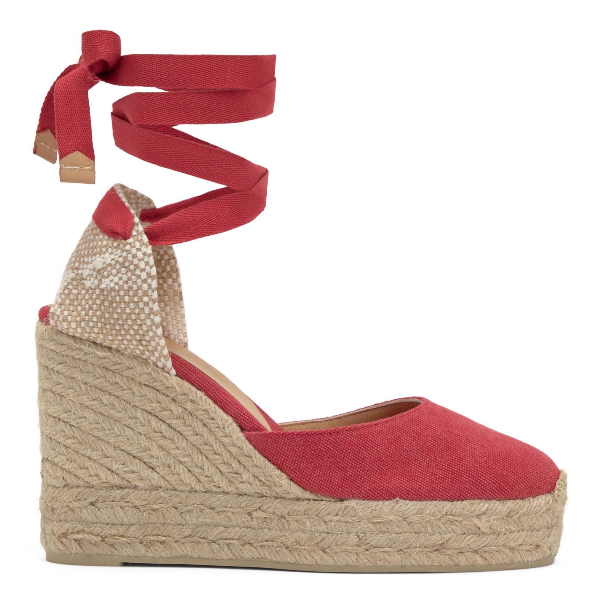 Alpargatas de cuña de mujer Carina en algodón orgánico lavado y doble plataforma