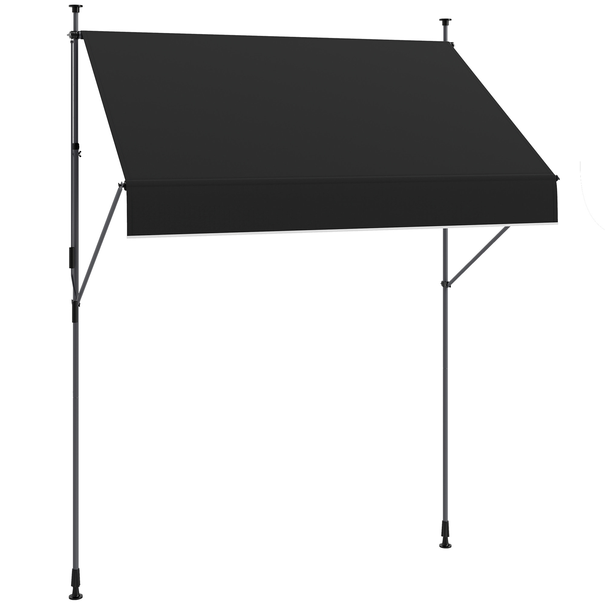 Toldo Manual Retráctil 2x1,2 m Toldo Exterior Terraza Enrollable Altura Ajustable con Manivela 210-310 cm Protección UV30+ Sin Taladro para Jardín Balcón Patio Negro