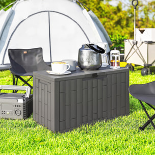 Coffre de jardin 227L verrouillable PP aspect bois gris