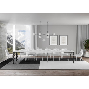 Mesa extensible 90x180/440 cm Karamay Evolution Fresno Blanco estructura Antracita