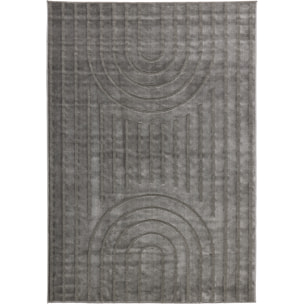 BLOOM - Tapis poils ras motif arc de cercle en relief - Gris